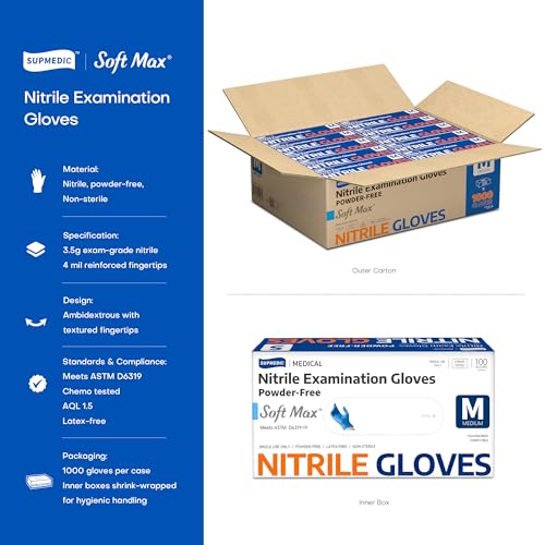 Supmedic Medical Soft Max Nitrile Exam Disposable Gloves Powder-Free