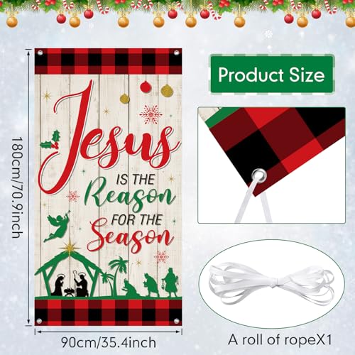 Religious Christmas Door Cover Jesus is the Reason for the Season Decor