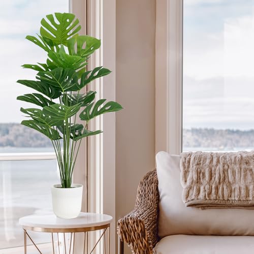 32 Inch Artificial Monstera Plants in Pots - Set of 2 Faux Tropical Trees for Home Office Garden Decor