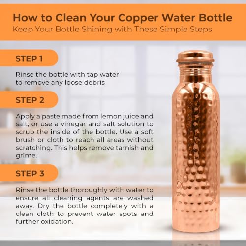 Hammered Copper Water Bottle 34 Oz Extra Large Leak-Proof Drinking Flask with Canvas Bag