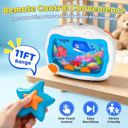 ToyUnited Baby Aquarium Sleep Soother Blue - Musical Crib & Travel Toy for 6+ Months