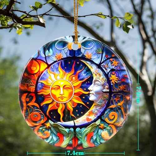 Sun and Moon Christmas Ornaments - Bumblebee Ornaments for Tree, Holiday Keepsake Gift Exchange