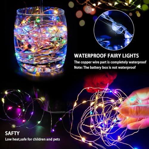 12 Pack Fairy Lights 7Ft 20 LED Twinkle String Lights 3 Modes Battery Operated Waterproof Firefly Starry for Mason Jar Party Wedding Christmas Valentines Day Table Centerpieces,Multicolor
