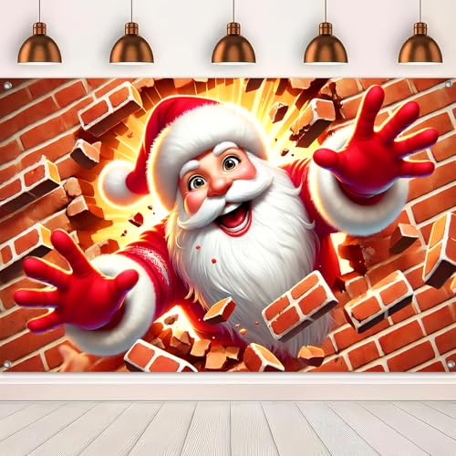 Christmas Backdrop 71 x 43 in Santa Claus Holiday Banner for Indoor Outdoor Use