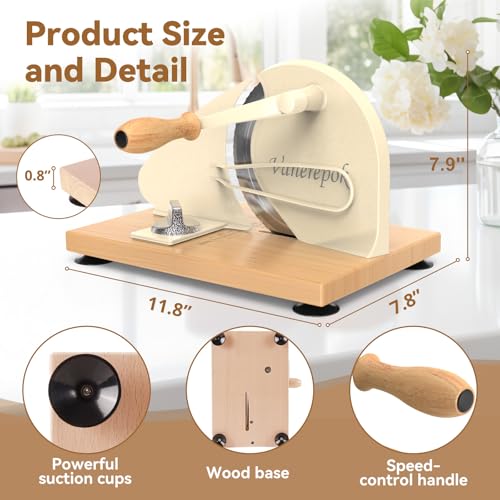 Vanerepok Large White Manual Bread Slicer with Adjustable Thickness for Homemade Sourdough