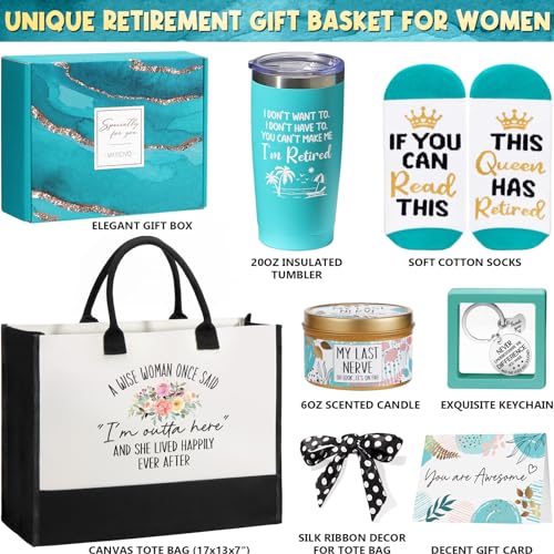 Retirement Gifts for Women 2026 - Coworker Teacher Nurse Boss Mom Grandma - Tote Bag & Tumbler - Variation: Retirement