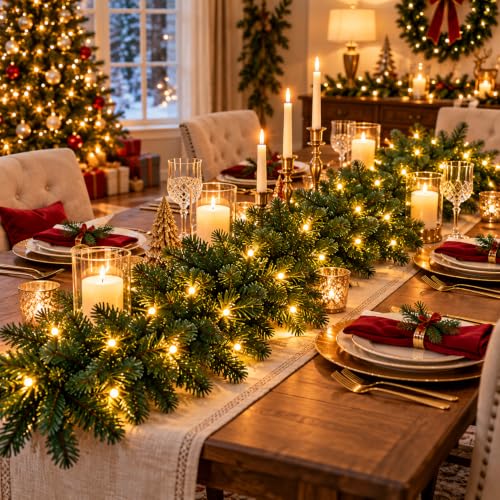 WQlittuK 9FT Pre-Lit Christmas Garland with Lights - C-220tips, Indoor & Outdoor Holiday Decor