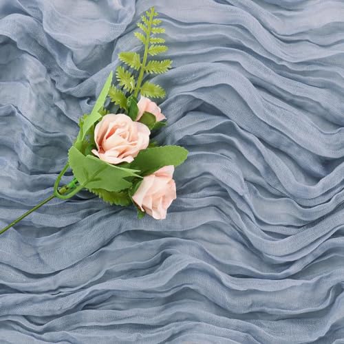 PWDAN 12 Pack Dusty Blue Cheesecloth Table Runner 35x120 Inch Boho Rustic Decor