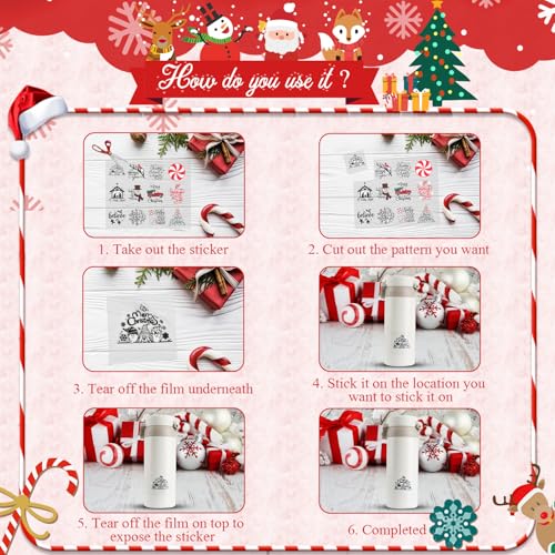 Mancyz 50 Pcs Christmas Stickers for Crafts Waterproof Vinyl Decals for Ornaments & Decor