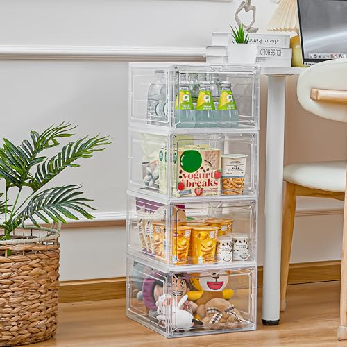 Stackable Clear Storage Bins with Lids - 19 Qt, 9 Pack, White, See-Through