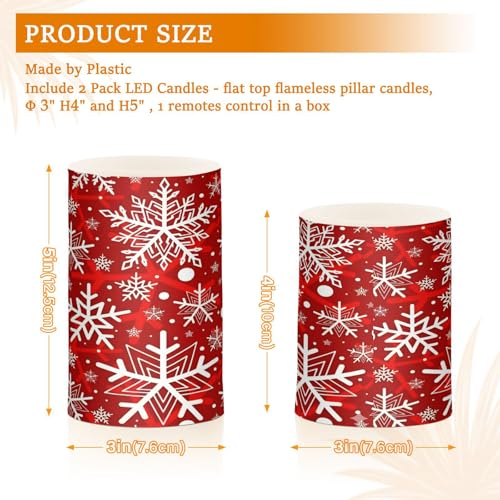 ALAZA Snowflakes Christmas Flameless Candles Set of 2 with Remote & Timer