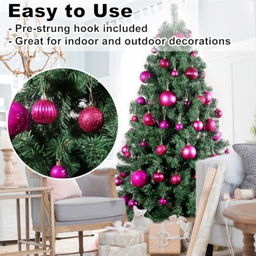 GameXcel Medium Fuchsia 2.5-Inch Christmas Tree Ornaments - Set of 10 Shatterproof Holiday Decorations
