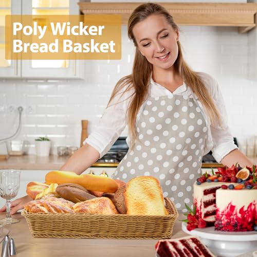 Eccliy 6 Pack Wicker Bread Baskets 19 Inch - Woven Serving Baskets for Food & Display