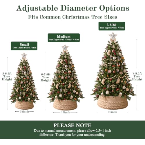 Knitted Christmas Tree Collar - Rustic Cable Knit Tree Skirt for Festive Decor