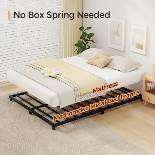 4 Inch Full Size Low Profile Metal Bed Frame - Heavy Duty Steel Platform, Noise-Free, Easy Assembly