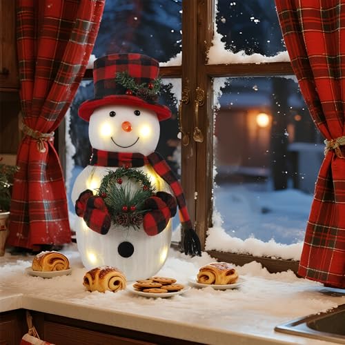 Sancodee Lighted Snowman Christmas Decor - Indoor 12" Style 2