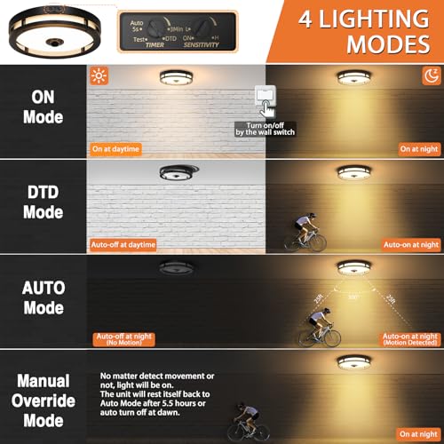 Outdoor Motion Sensor LED Ceiling Light 12-inch Dusk to Dawn 3000K 1 Pack