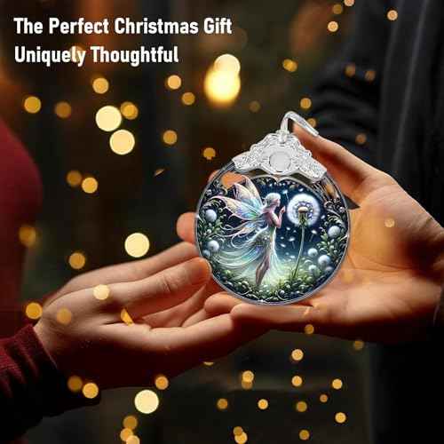 Stained Glass Butterfly Fairy Christmas Ornaments - Handmade Magical Ornaments for Christmas Tree Home Decorations - Unique Gifts for Women, Mom, Daughter, Kids