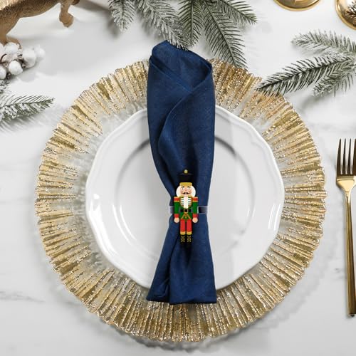 Nutcracker 6-Pack Christmas Napkin Rings - Metal Holiday Napkin Holders (EYNDYN)