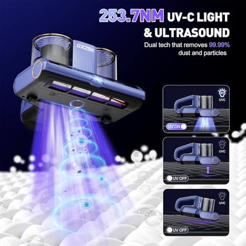Gxzsk Mattress Vacuum Cleaner Handheld Bed Vacuum with UV-C Light - Bluish Purple