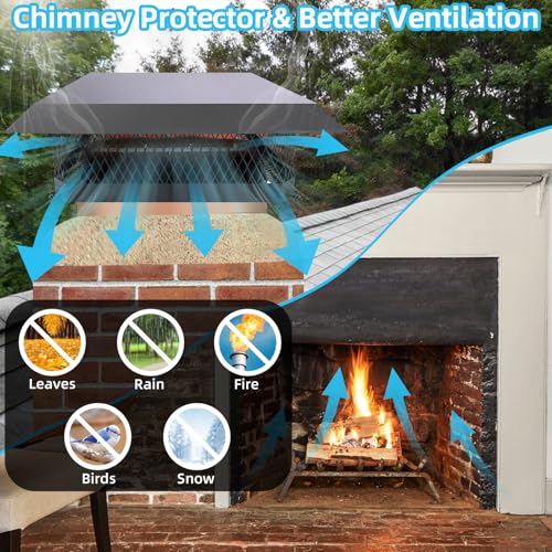 18x18 Inch Chimney Cap Cover for Outside Fireplace - Black Galvanized Steel