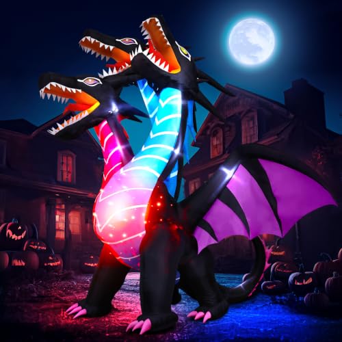 Thuodo 8 FT Tall Inflatable Dragon Halloween Yard Decoration with LEDs, Outdoor Garden Display