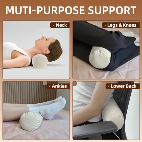 17x6in Adjustable Buckwheat Neck Pillow - Cervical Support Roll for Neck Pain