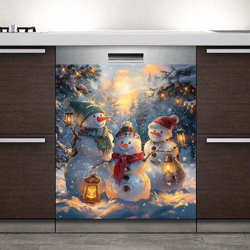 Winter Snowman Wallpaper Magnetic Dishwasher Cover