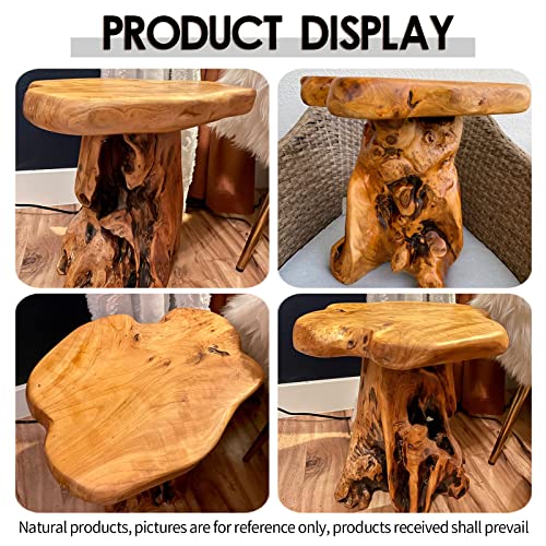 14" x 12.5" Live Edge Wood Side Table - Natural Recycled Cedar Plant Stand, Indoor & Outdoor Use