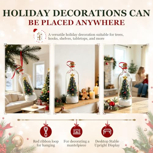Recordable Christmas Tree Ornament with Message Bottle – White, Voice Recording Decor