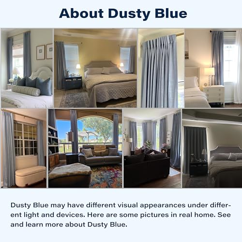 Dusty Blue Pinch Pleated Blackout Curtain Panels - 40W x 90L, Pack of 2