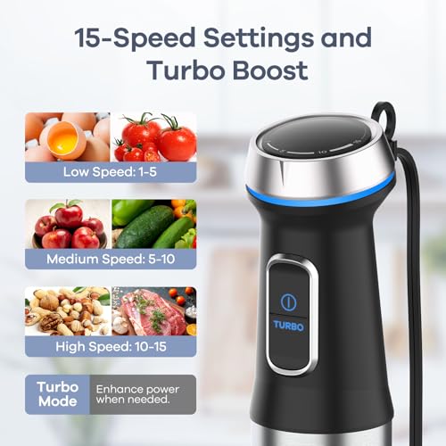 Ganiza 6-in-1 Black Handheld Immersion Blender with 1100W Motor & Accessories
