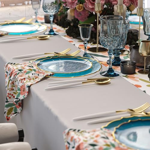 Exquisite Disposable Plastic Plates for Party 80 Piece Fancy Plastic Plates Disposable Plates 40 X 7.5 Dessert Plates disposable & 40 X 10 Thin Delicate Plastic Disposable Plates Black Smoke Gold Rim