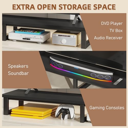 Large TV Riser Stand for 32-75 Inch TV, Black, 59"W×15"D×6.5"H