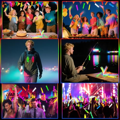 200Pcs Glow Sticks - 4 Inch Waterproof Glow-in-the-Dark Party Favors, Kids Safe Bulk Pack - Variation of THIS listing