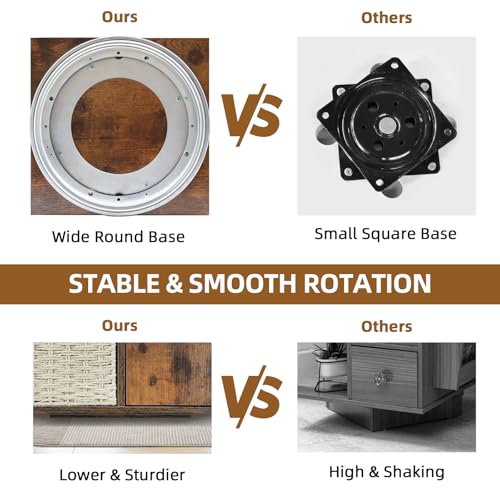 TooCust Rotating End Table with Storage, Swivel Side Table for Living Room