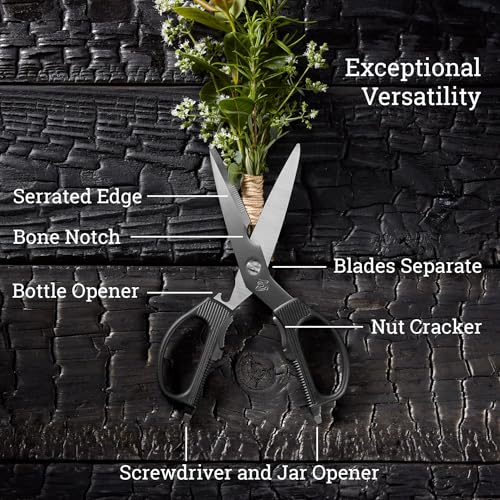 Multi-Purpose Kitchen Shears with Bone Notch & Bottle Opener - Heavy Duty Scissors