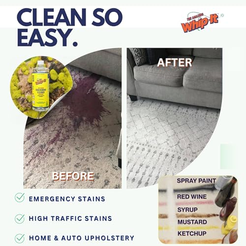 Whip-It Stain Remover Concentrate Kit - 3 Pack of 32oz & 1 Spray, Removes Coffee, Wine, Pet & Baby Stains