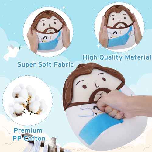 Jesus Plush Pillow Religious Gift - Christian Plush Toy Divine Inspiration Beautiful Cross Embroidery, Jesus Stuffed Christmas