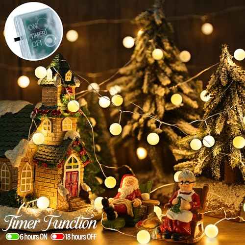 Lomotech Battery Operated Christmas Lights - 2 Pack Total 13ft 40LEDs Battery Fairy Lights with Timer for Home, Garden, Party, Holiday, Tree Decoration (Warm White)