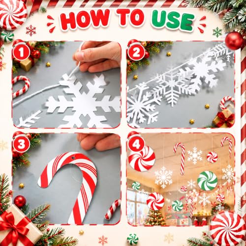 VioraWhite 30 Pcs Christmas Candy Snowflake Classroom Hanging