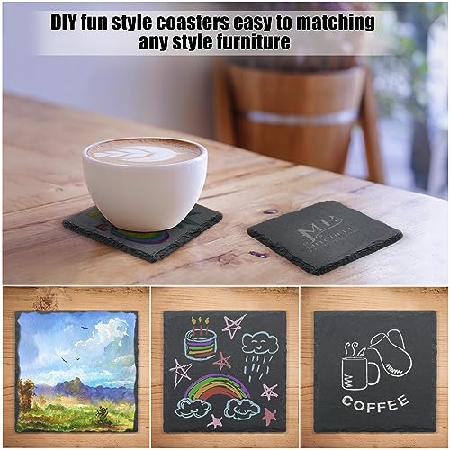 Square Black Slate Drink Coasters - 60 Pack, 4 Inch Set with Anti-Scratch Bumpers - Variation of THIS listing