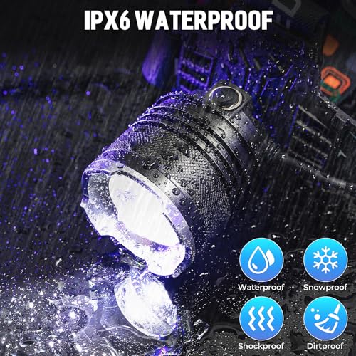 BERCOL Rechargeable LED Headlamp 99,000 Lumens Waterproof Head Torch 5 Modes, Adjustable for Camping & Outdoor Activities (2 Pack)