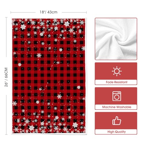 Artoid Mode Red Buffalo Plaid Kitchen Towels Set of 2, 18x26 Inches, Absorbent & Stylish