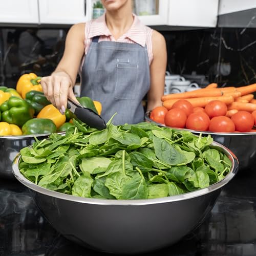 30 Quart Stainless Steel Mixing Bowls Set - 3 Nesting Large Food Prep Bowls