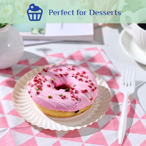 1200 Pack 6-Inch Disposable Paper Plates - White, Uncoated Bulk, Shell Design