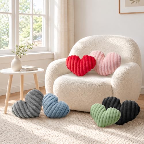 HKYUECHI 2PCS Black Heart Throw Pillows 16x13 Inches Decorative Couch Bed Accent