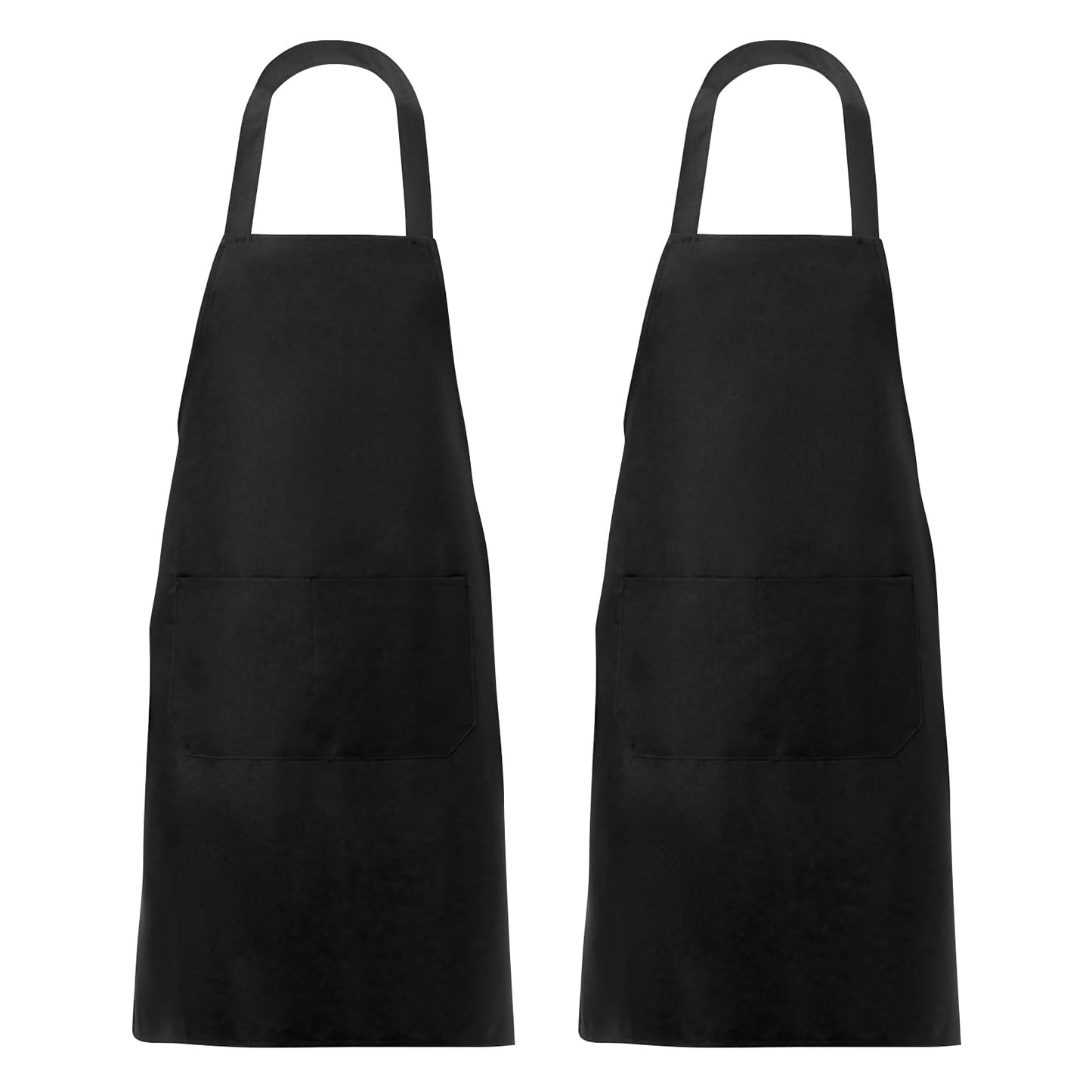 Restynic Adjustable Chef Apron for Men | 2-Pack with 2 Spacious Pockets | Classic Black Design | Durable & Wrinkle-Free for Kitchen, Restaurant, or Home Use
