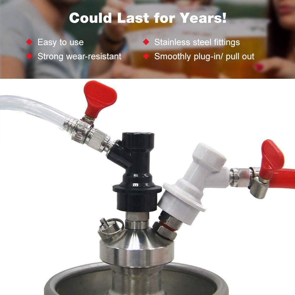 Ball Lock Keg Disconnect Quick Ball Lock MFL Disconnect Flared 5/16” Gas 1/4” Liquid Barbed Stainless Swivel Nuts for Corny Keg Post Ball Lock Keg Fittings for Homebrew with Clamps