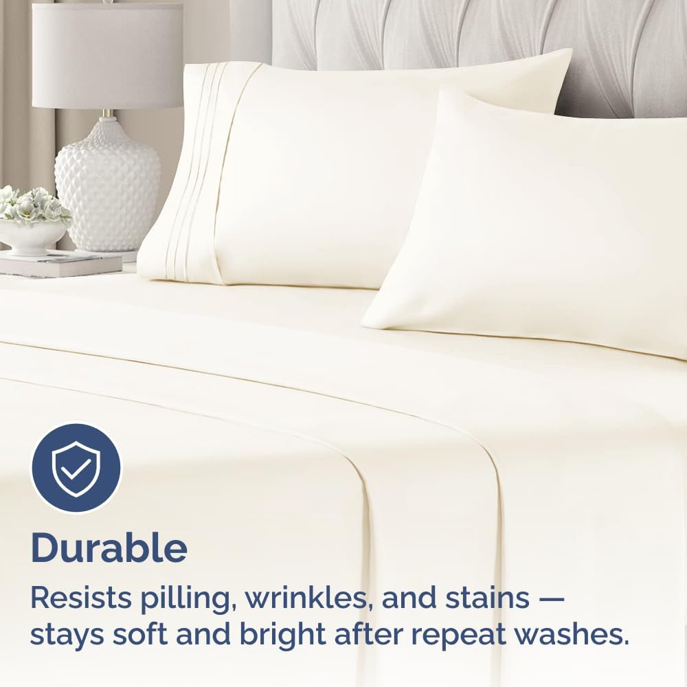 King Standard Pillow Cases by [Brand Name] - Soft Hotel Quality, Wrinkle Resistant & Machine Washable - 2 Piece Set in Off White